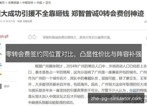 零转会费签约同位置对比,凸显性价比与阵容补强 零转会费签约同位置对比,凸显性价比与阵容补强